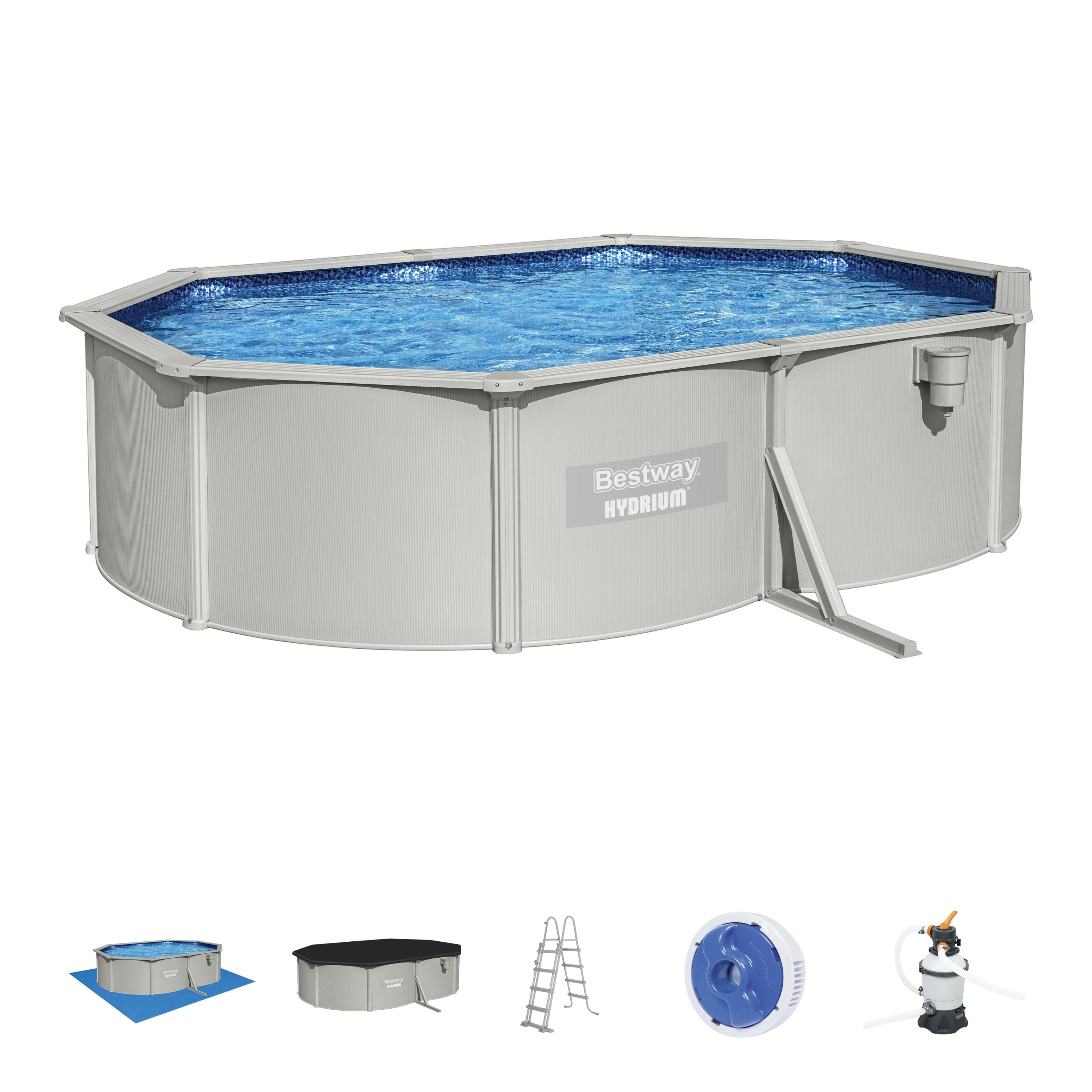 Piscina in acciaio fuori terra ovale Hydrium 500x360x120 cm Bestway 56586