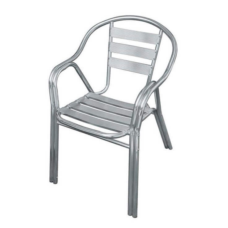 Sedia impilabile con braccioli in alluminio struttura rinforzata doppio