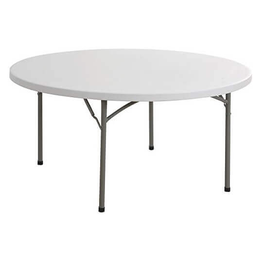 Tavolo tondo pieghevole in acciaio e plastica Ø150xH74 cm