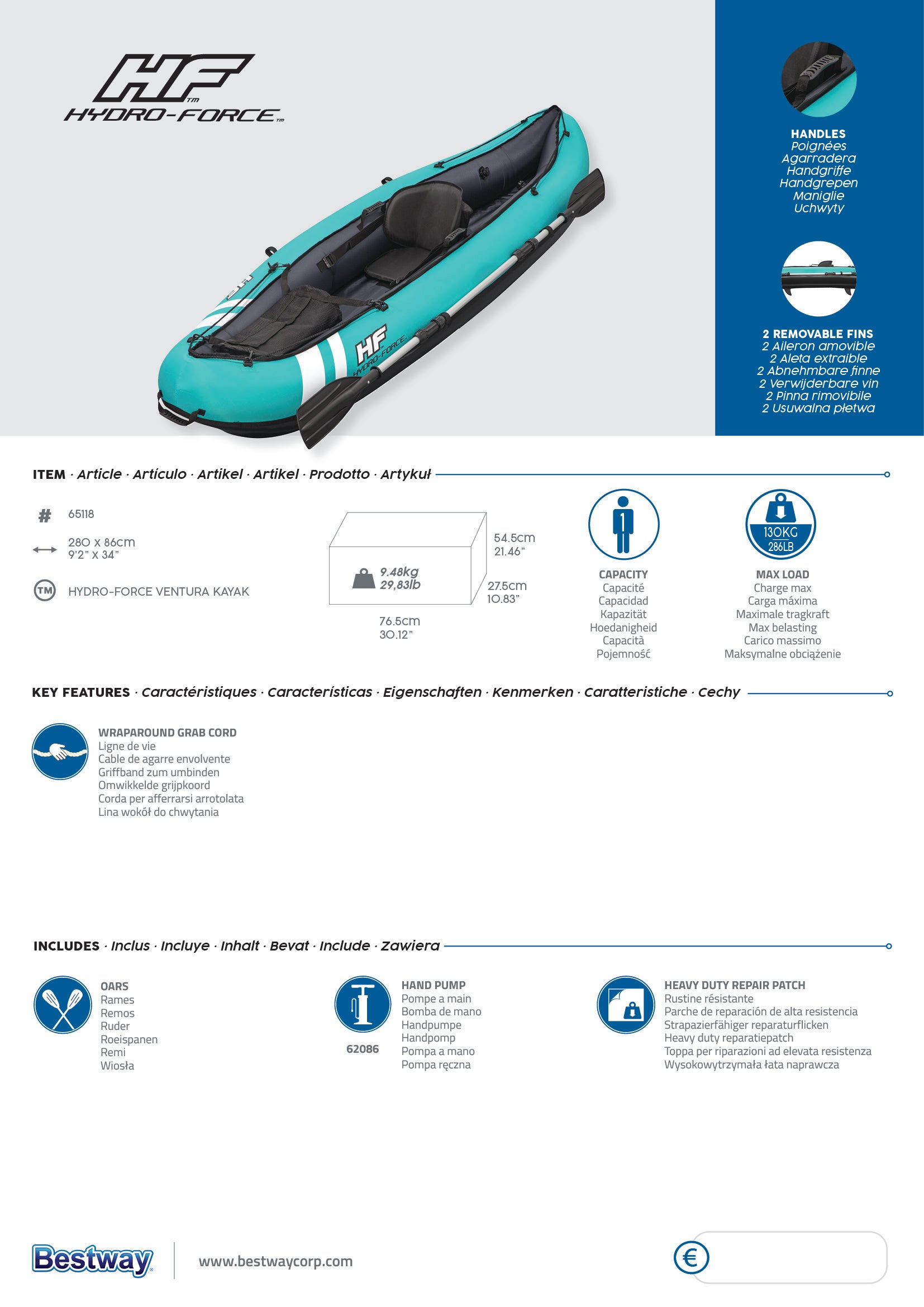 Kayak canoa gonfiabile Hydro Force Ventura Bestway 65118