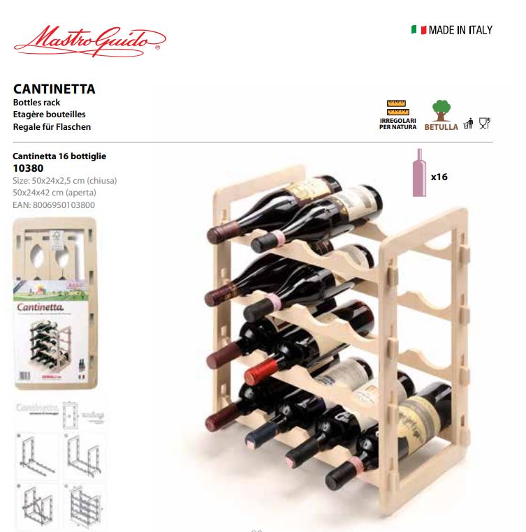 Cantinetta portabottiglie in legno betulla 16 posti bottiglie cantina vino