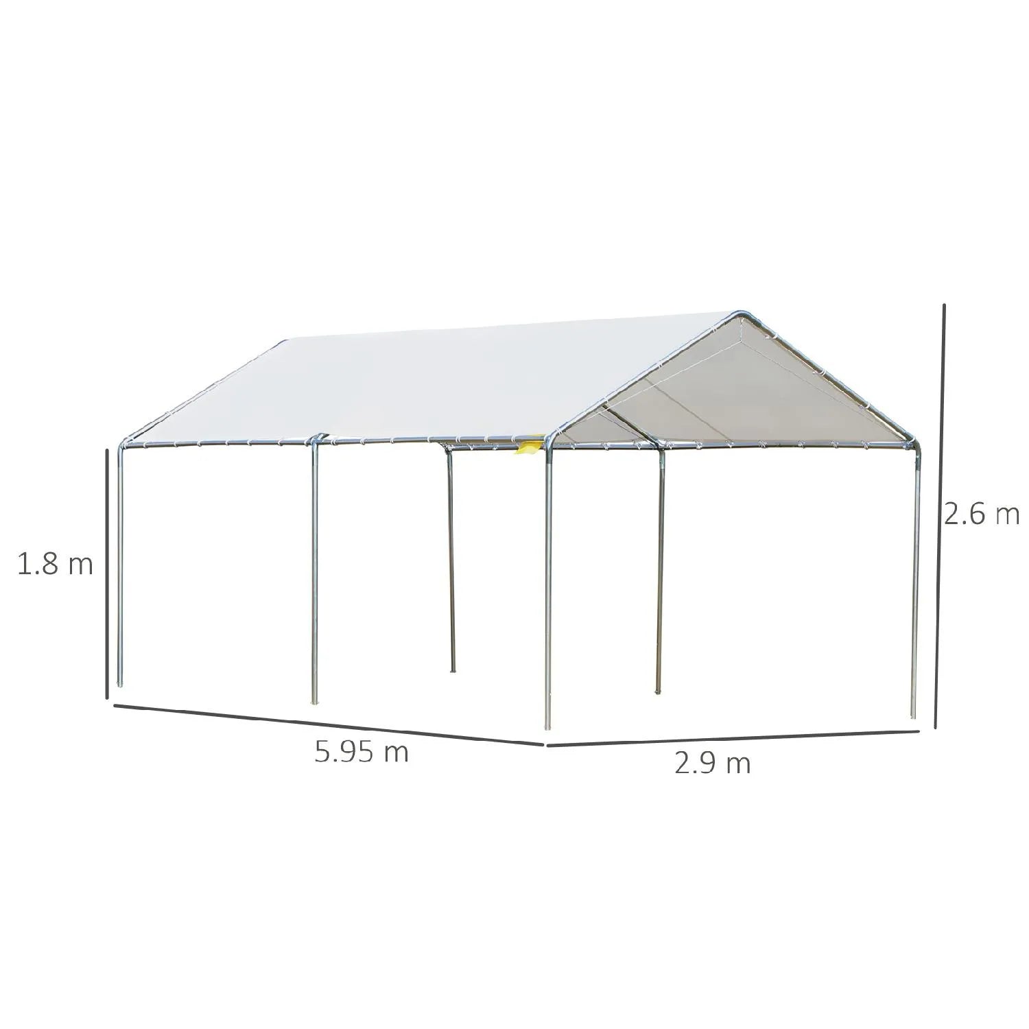 Gazebo da esterno 3x6 mt per auto box parcheggio con struttura tubolare in acciaio