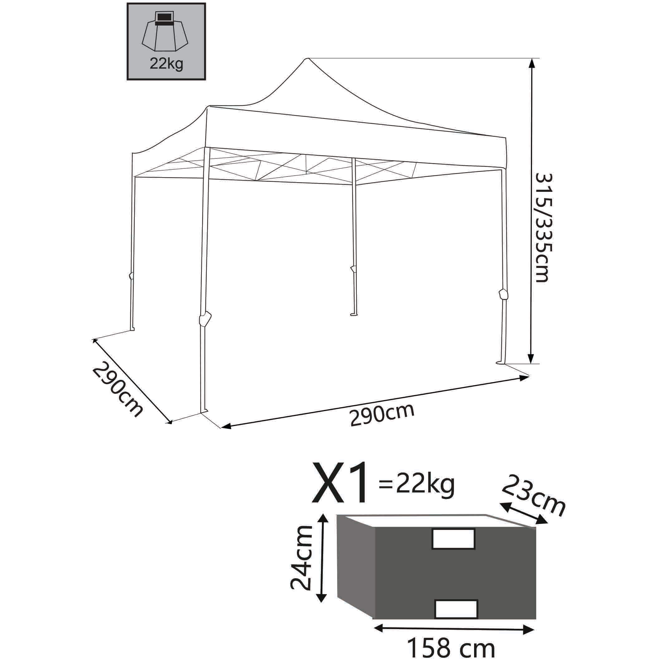 Gazebo pieghevole in acciaio e poliestere verde 3x3 mt Hope1