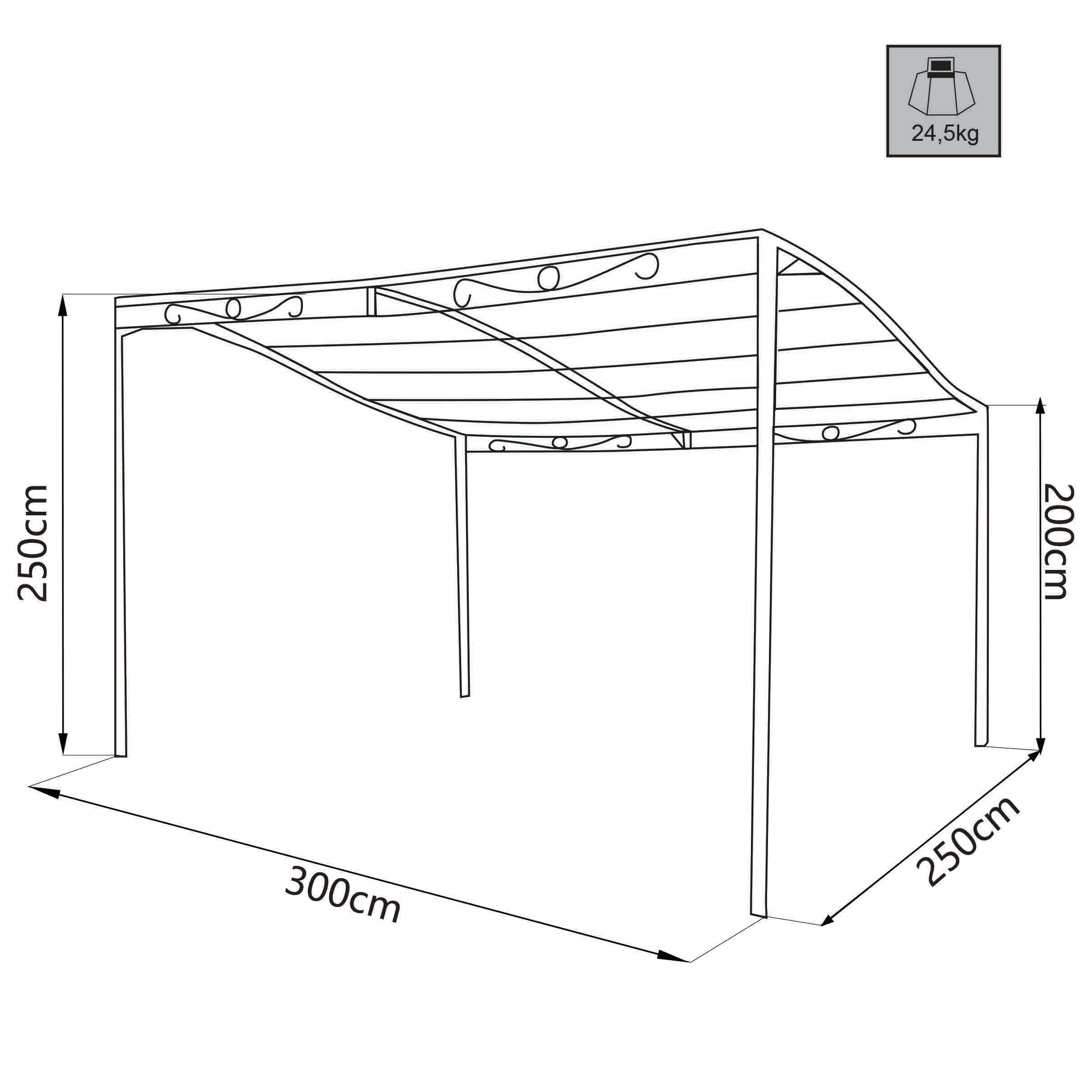 Gazebo veranda in acciaio pergola addossata autoportante 3x2,5 mt Cleopa