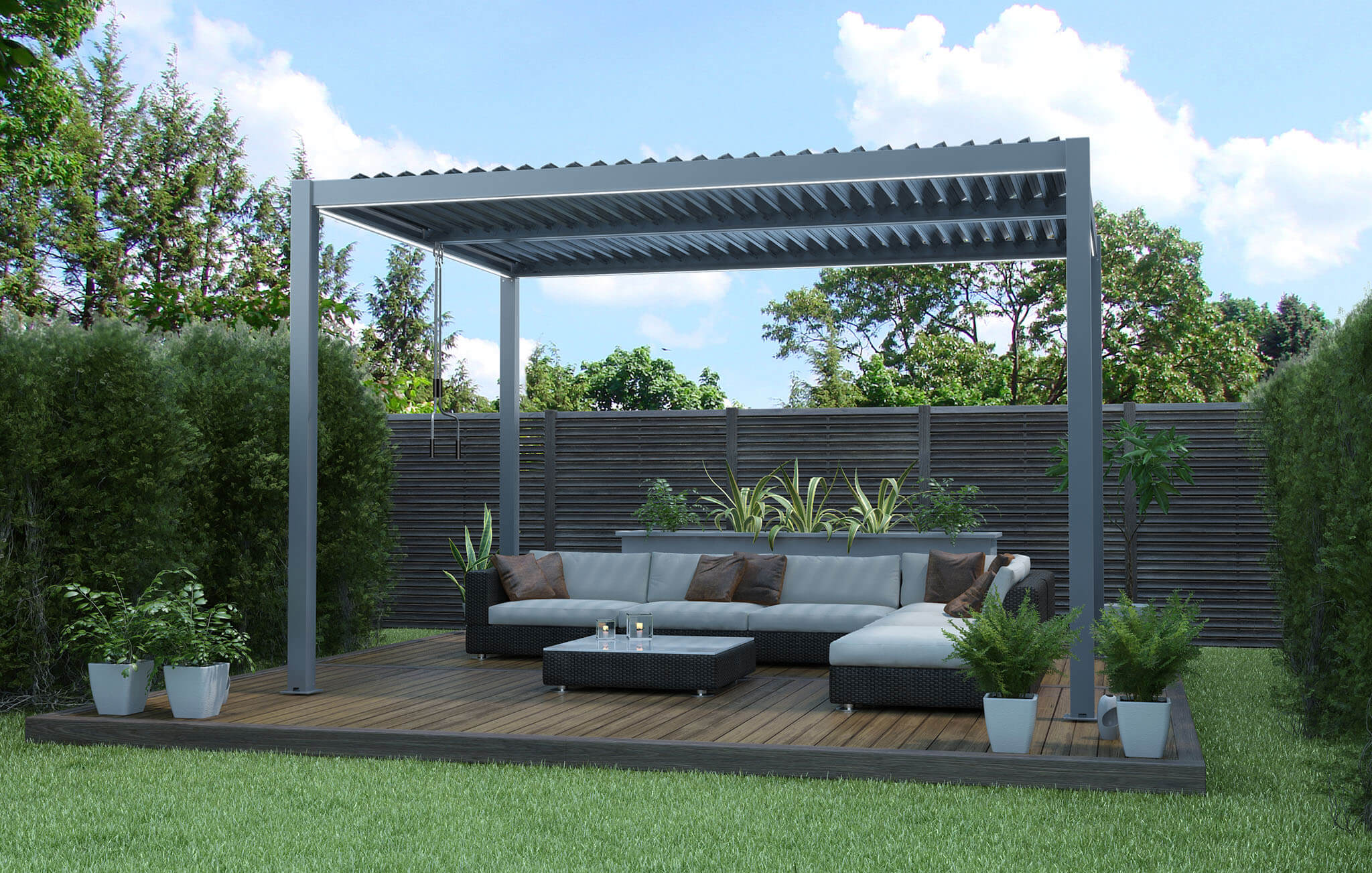 Pergola bioclimatica 3x4 mt in alluminio con lamelle orientabili manualmente Solarium