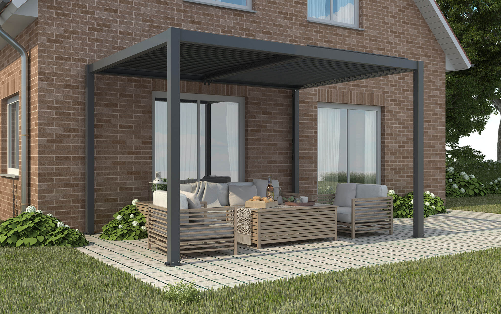 Pergola bioclimatica 3x4 mt in alluminio con lamelle orientabili manualmente Solarium