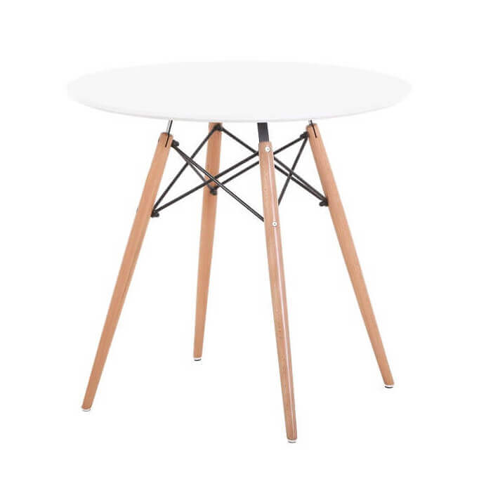 Tavolo tondo da interno Ø80 cm struttura in legno ed acciaio con piano i