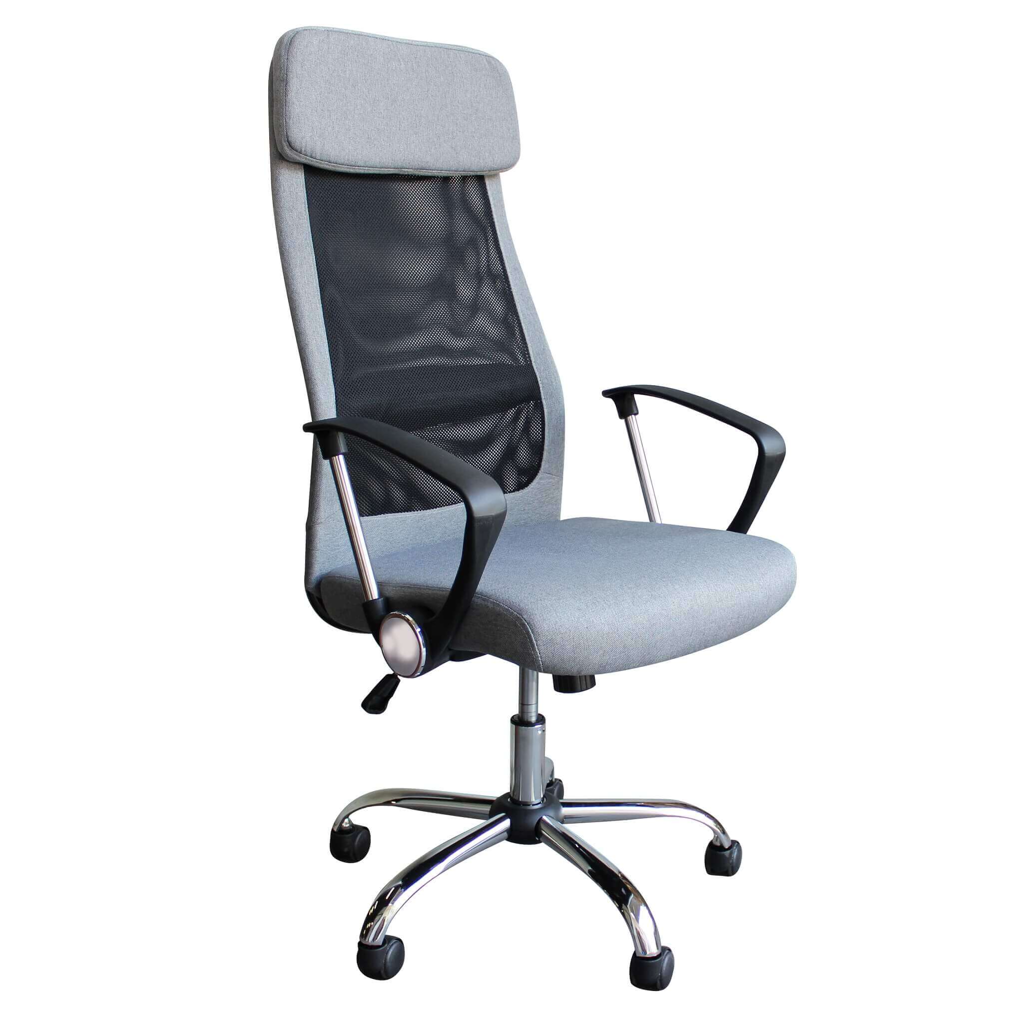 Poltrona sedia grigia da ufficio in poliuretano con altezza e braccioli