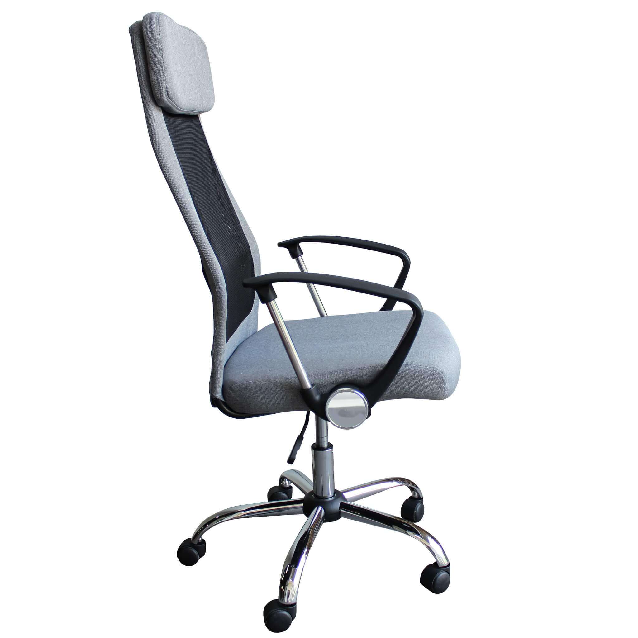 Poltrona sedia grigia da ufficio in poliuretano con altezza e braccioli