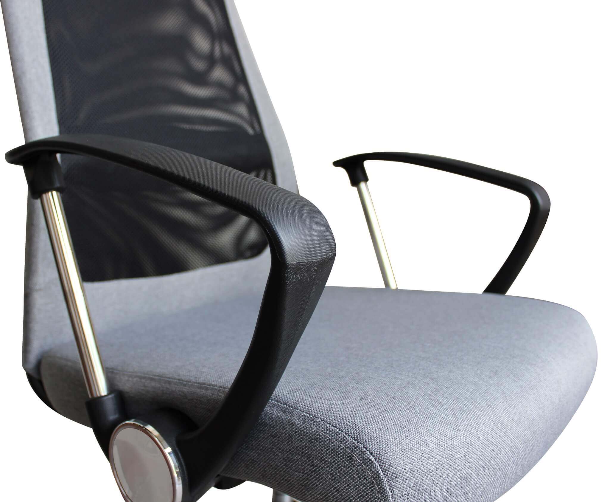 Poltrona sedia grigia da ufficio in poliuretano con altezza e braccioli