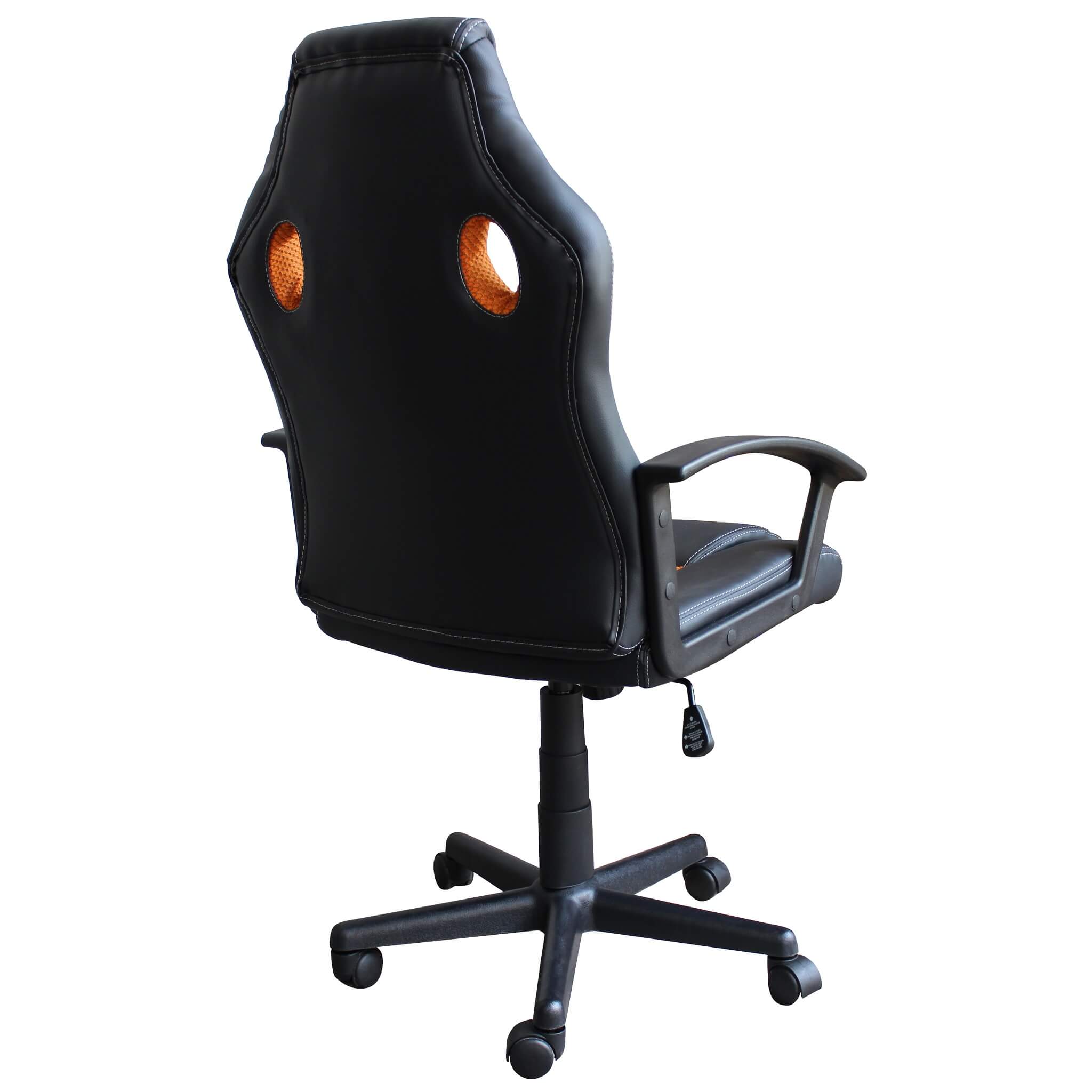 Poltrona da ufficio e gaming ergonomica in pelle nera e tessuto arancion