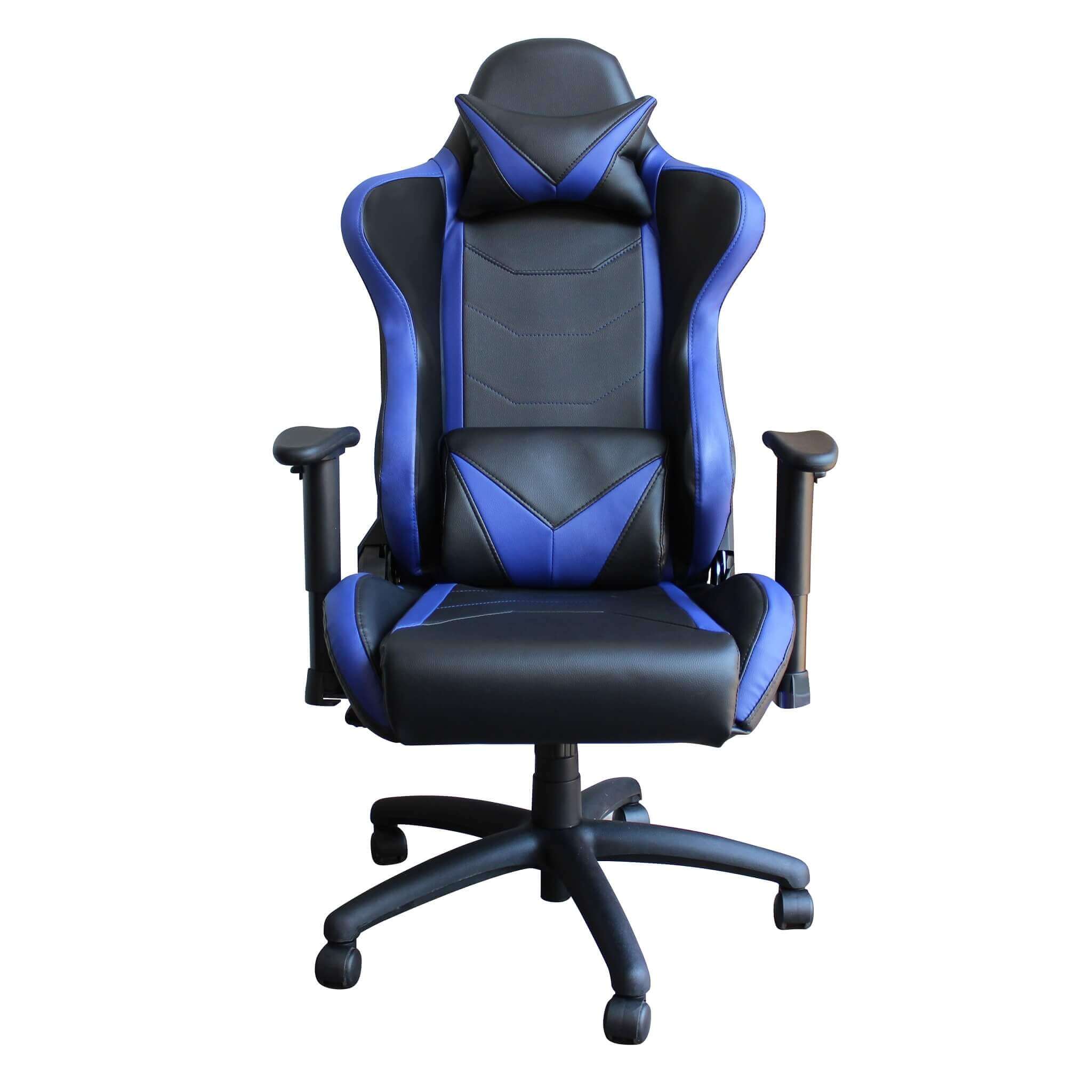 Poltrona da ufficio e gaming ergonomica in pelle nera blu multiposizione