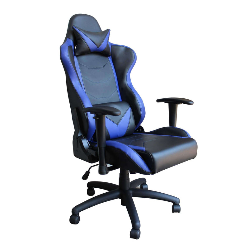 Poltrona da ufficio e gaming ergonomica in pelle nera blu multiposizione