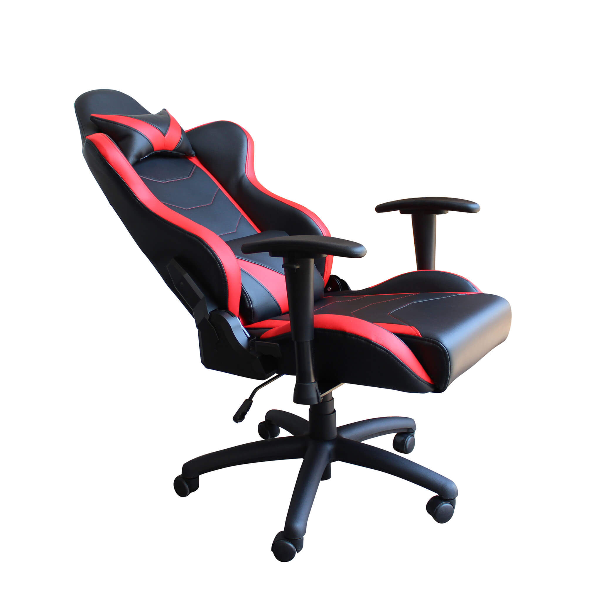 Poltrona da ufficio e gaming ergonomica in pelle nera rossa multiposizio