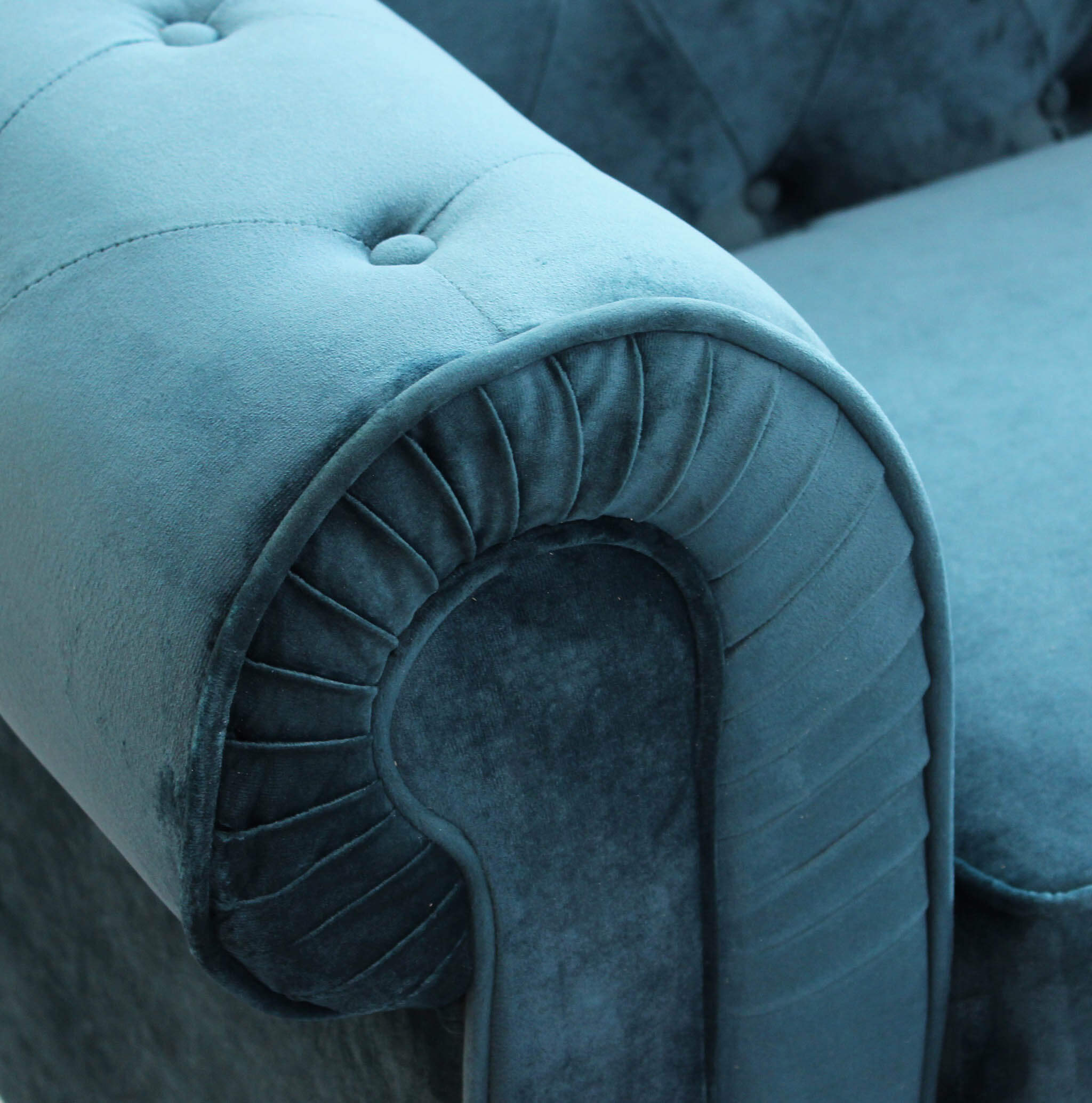 Divano 2 posti in Velluto Blu Chesterfield