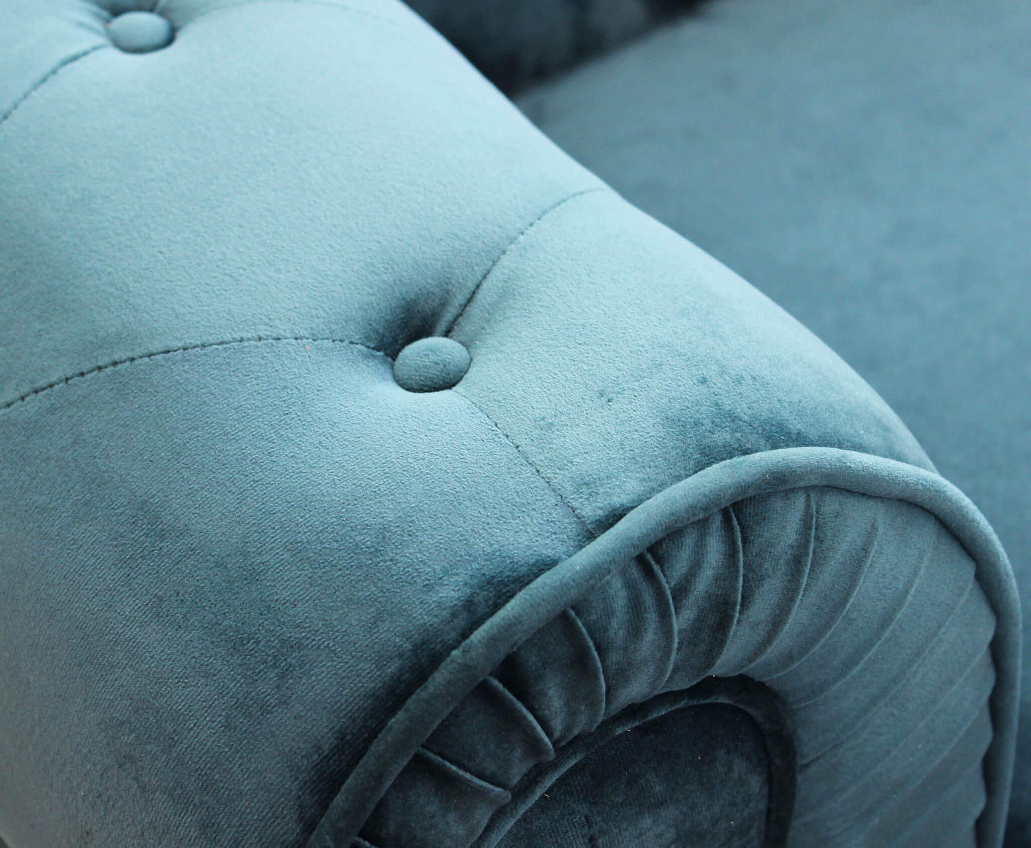 Divano 2 posti in Velluto Blu Chesterfield