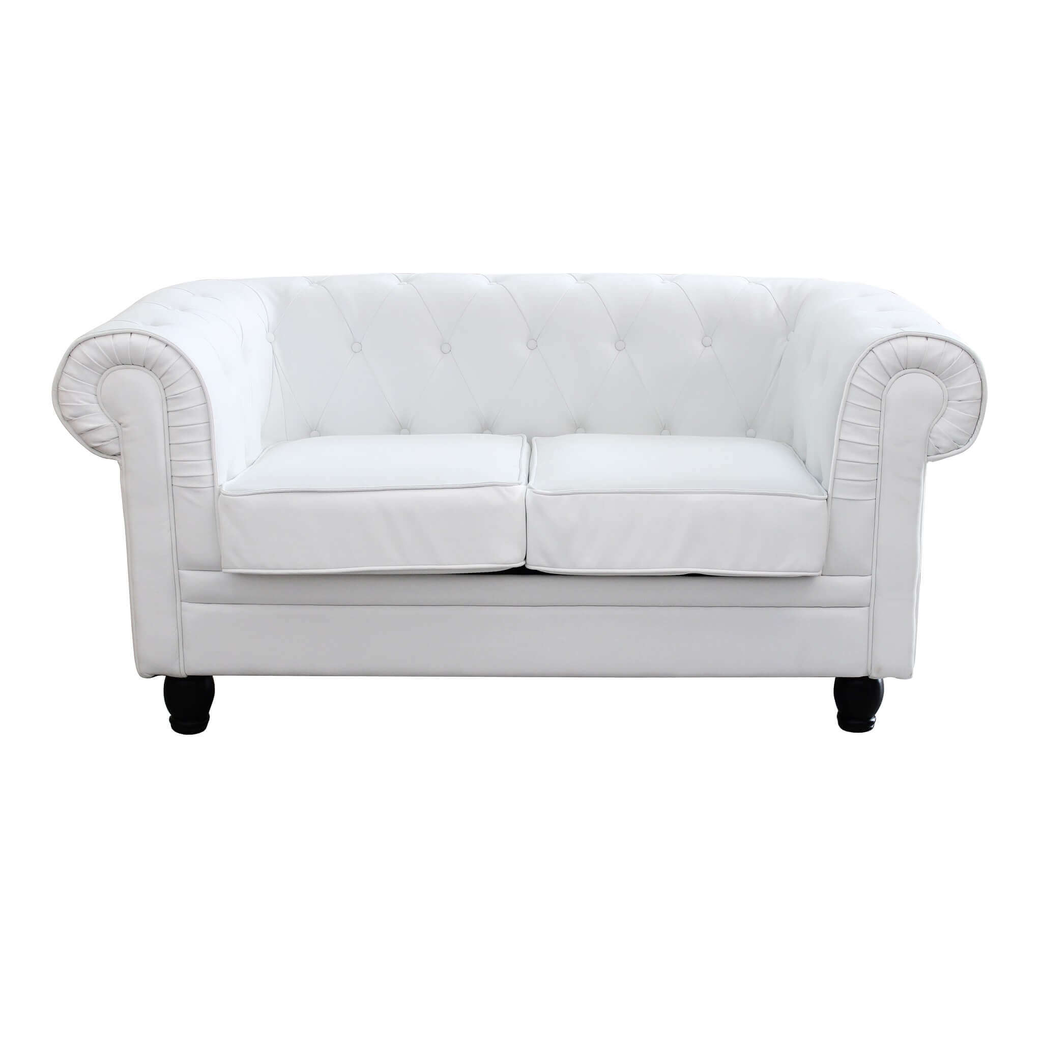 Divano 2 posti in ecopelle bianco Chesterfield