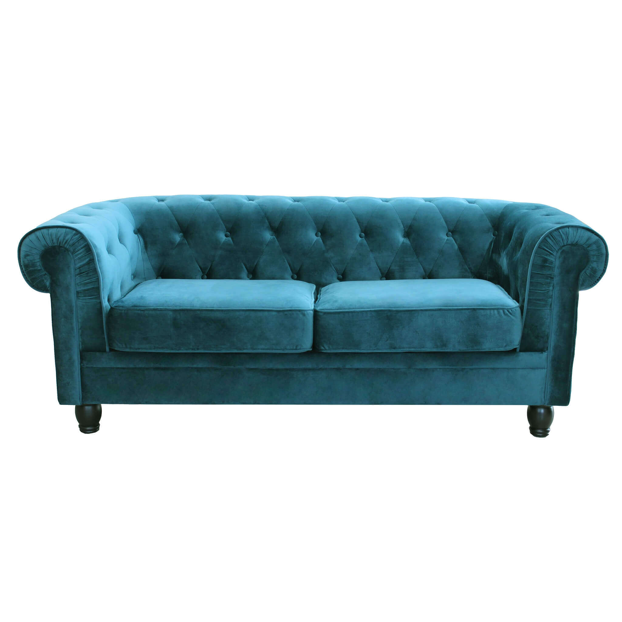 Divano 3 posti in Velluto Blu Chesterfield