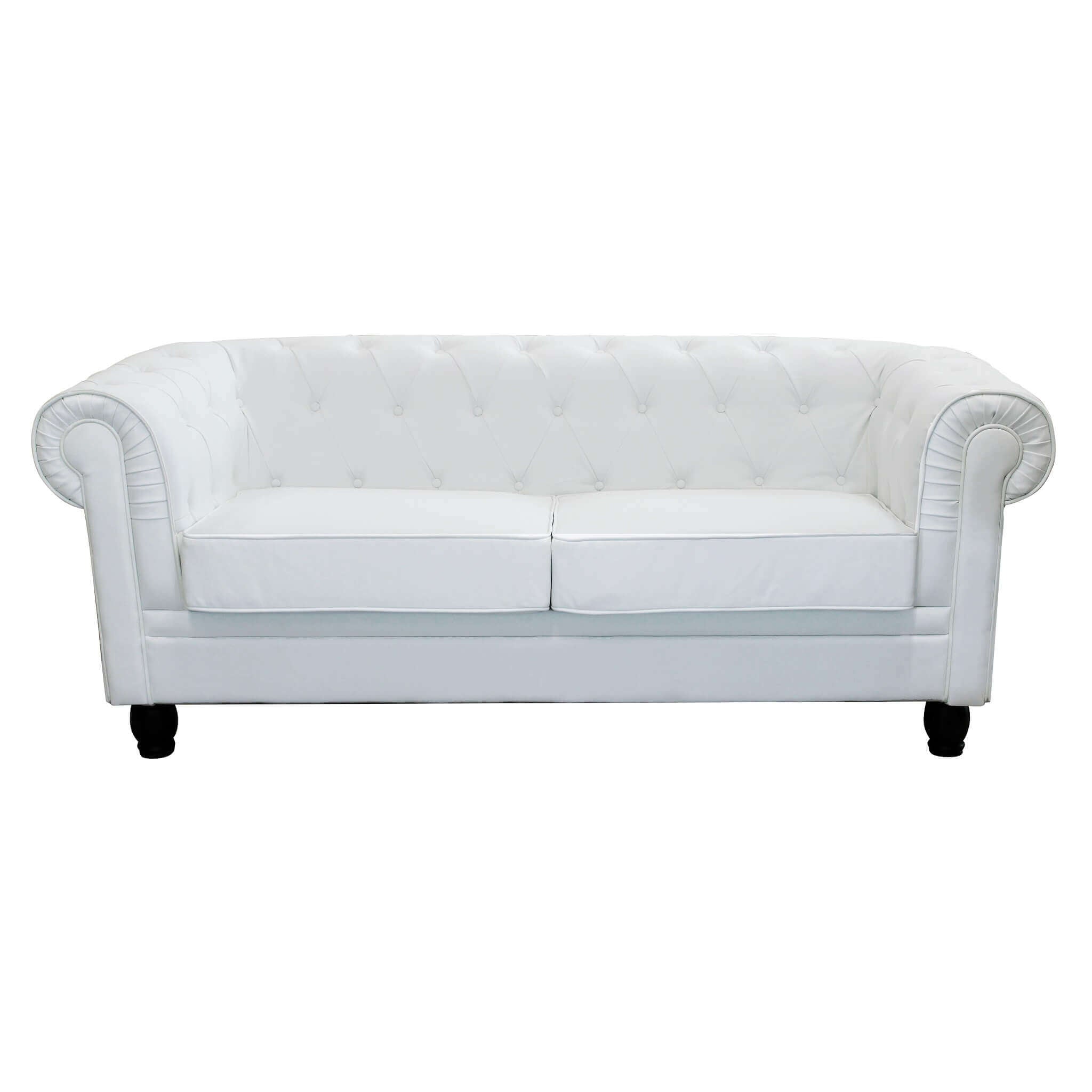 Divano 3 posti in ecopelle bianco Chesterfield