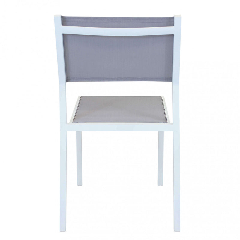 Sedia impilabile senza braccioli da esterno con struttura in alluminio e schienale in textilene Avana