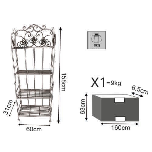 Étagère Scaffale 4 piani in acciaio Margherita
