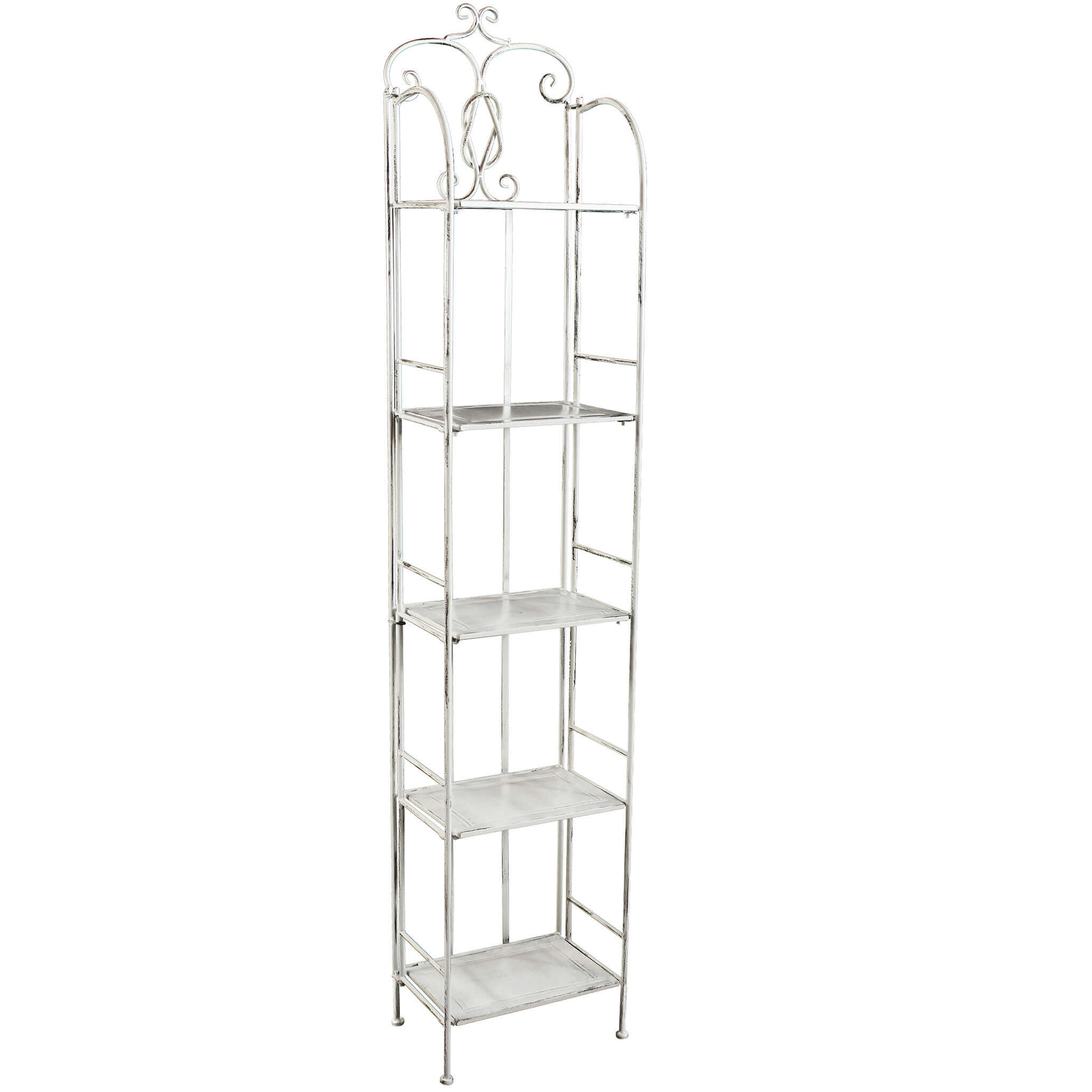 Scaffale 5 ripiani in acciaio bianco antico Cinzia