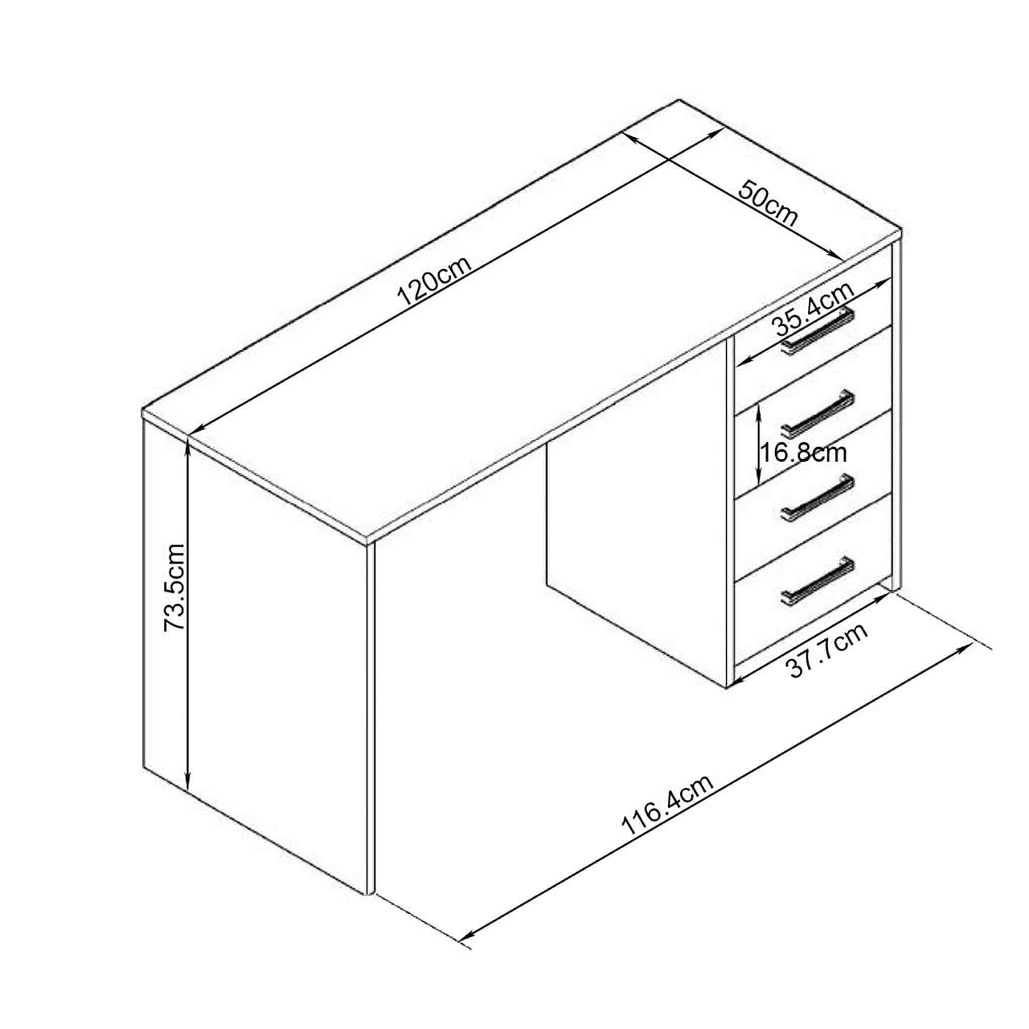 Scrivania porta pc in legno nobilitato con 4 cassetti Cuba