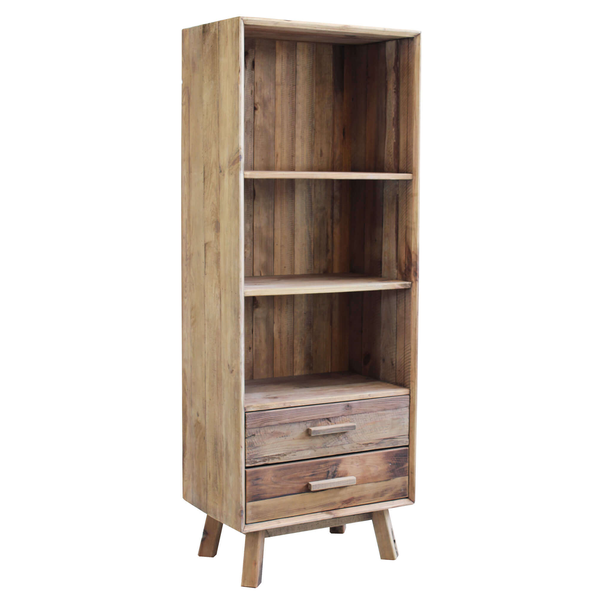 Libreria in legno di pino a 3 ripiani con 2 cassetti Linea Classic