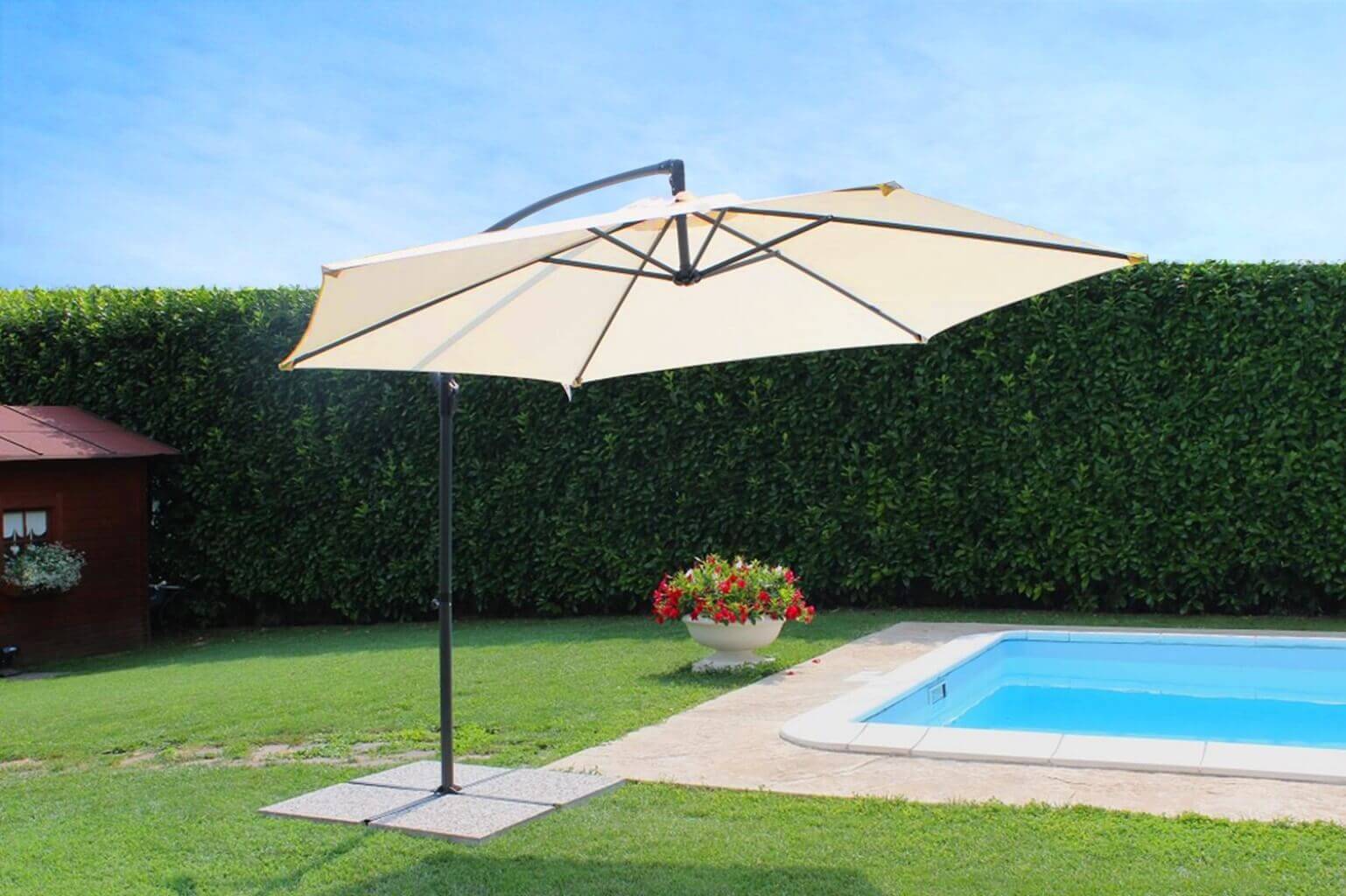 Ombrellone da giardino in alluminio tondo 300 cm orientabile Beige Drop