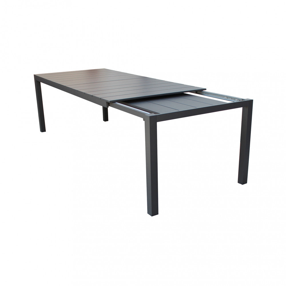 Tavolo estensibile da giardino con struttura in alluminio e piano effetto doghe Spenser