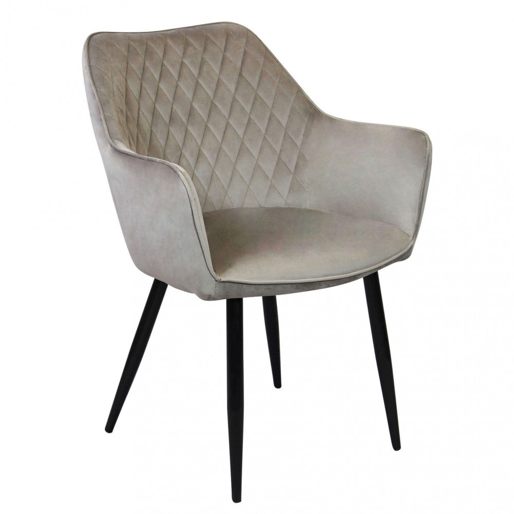 Sedia poltrona design da interno con struttura in metallo e seduta rivestita in velluto Dobby