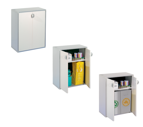 Armadio basso per pattumiera in resina raccolta differenziata Qbik 2 ante