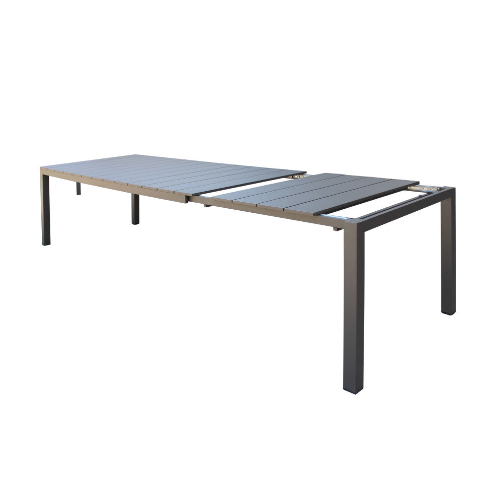 Tavolo estensibile da giardino con struttura in alluminio e piano effetto doghe Spenser