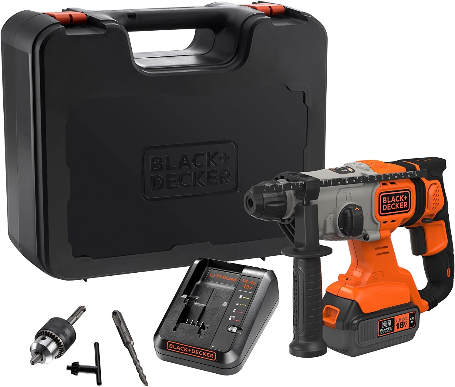 Trapano Martello Tassellatore 18V 4 Ah SDS con valigetta ed accessori BCD900M1K-QW Black+Decker