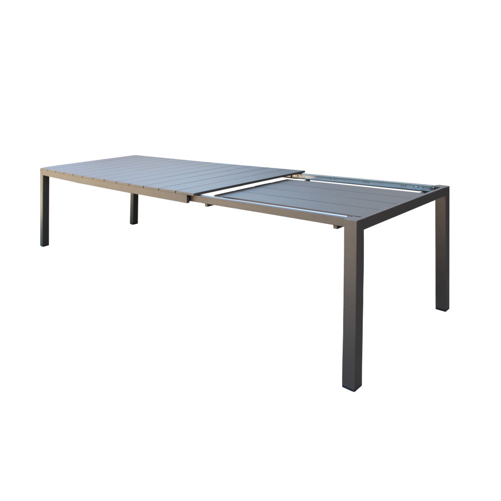 Tavolo estensibile da giardino con struttura in alluminio e piano effetto doghe Spenser