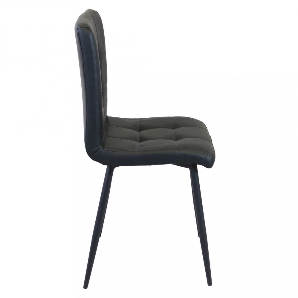 Sedia da interno sala da pranzo con struttura in metallo e seduta larga rivestita in ecopelle Ginter