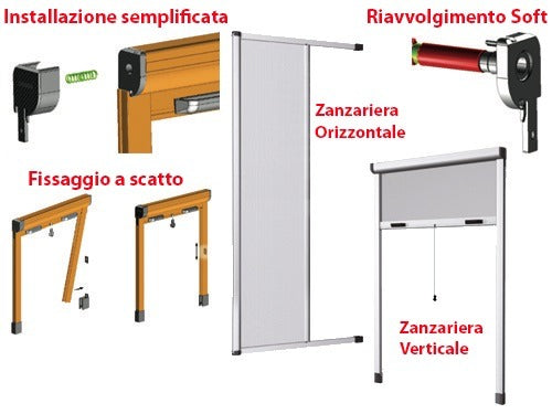 Zanzariera universale a rullo orizzontale 160x250 cm Stop Inset