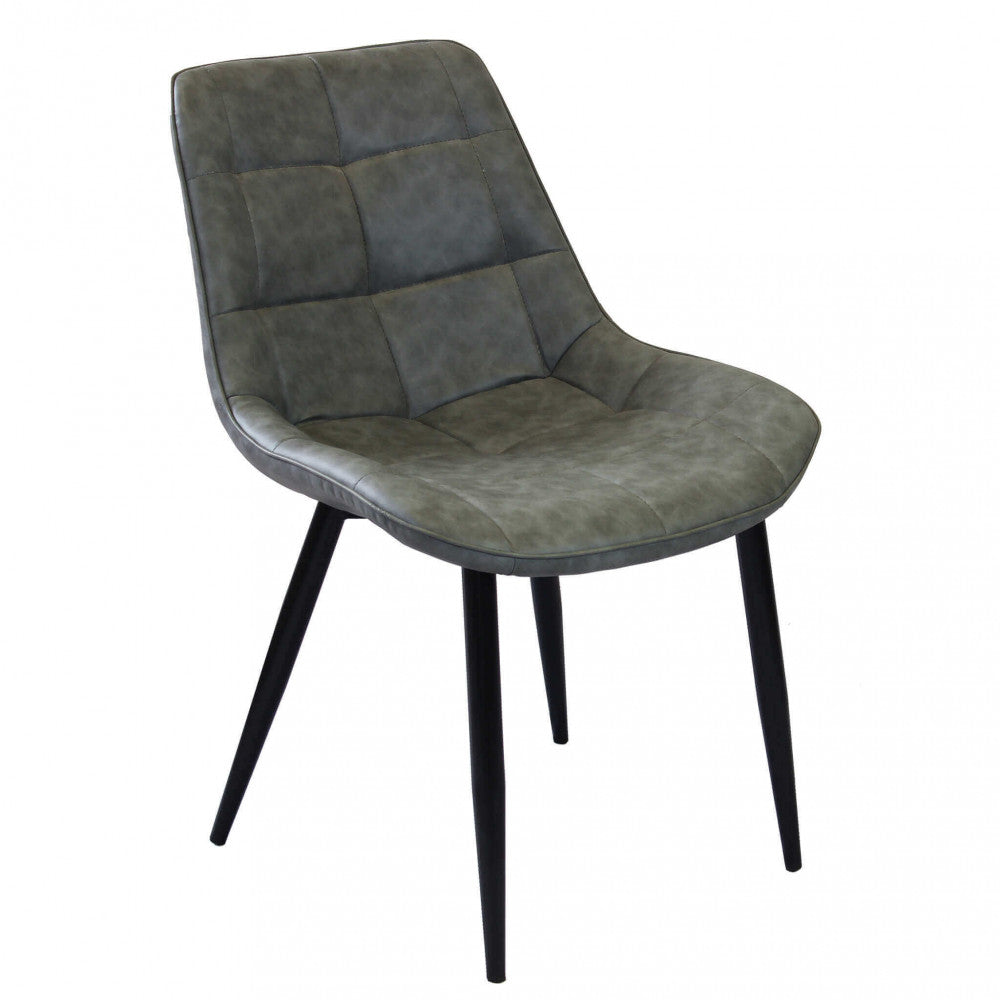 Sedia larga da interno sala da pranzo con struttura in metallo e seduta morbida rivestita in ecopelle No Arm