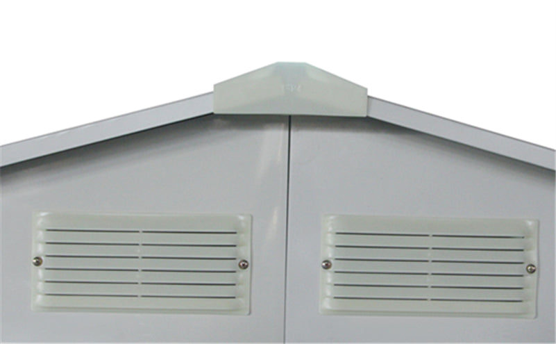 Casetta box deposito porta attrezzi in lamiera cm 340x319 verde con 2 porte scorrevoli