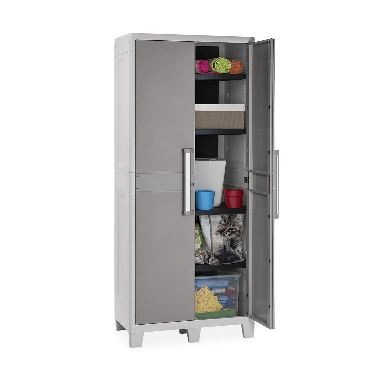 Armadio Tuttopiani in resina con ripiani grigio chiaro tortora Urban XL Toomax