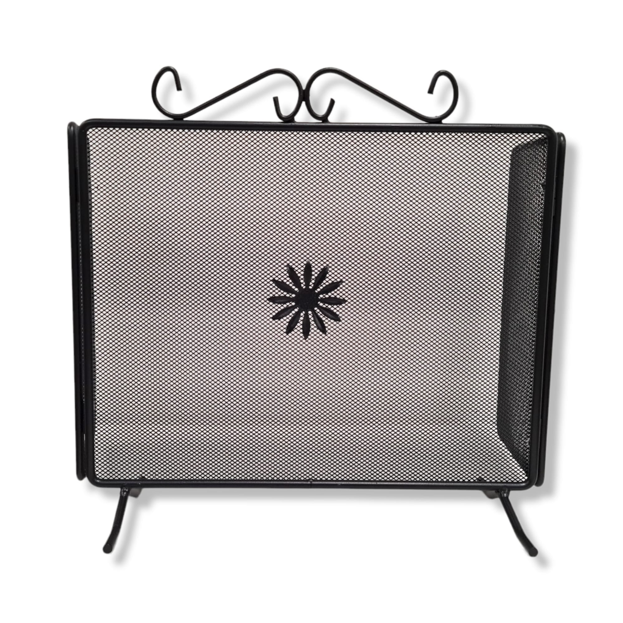 Parascintille schermo per camino caminetto in ferro battuto con ante laterali richiudibili