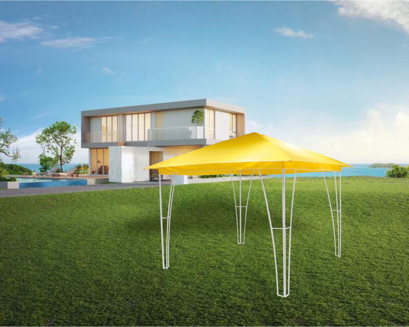 Gazebo da esterno giardino 3x3 mt con struttura in acciaio e telo impermeabile in poliestere giallo Sun Flower