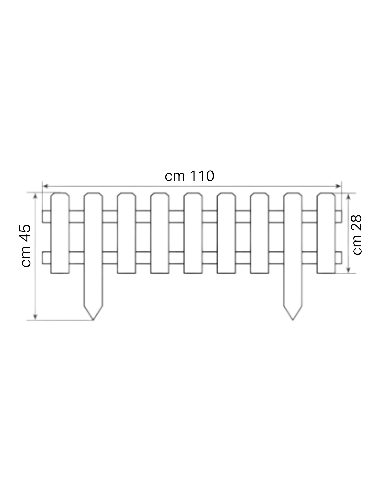 Bordura staccionata in legno per aiuole inglese 110 X 45 cm Forest