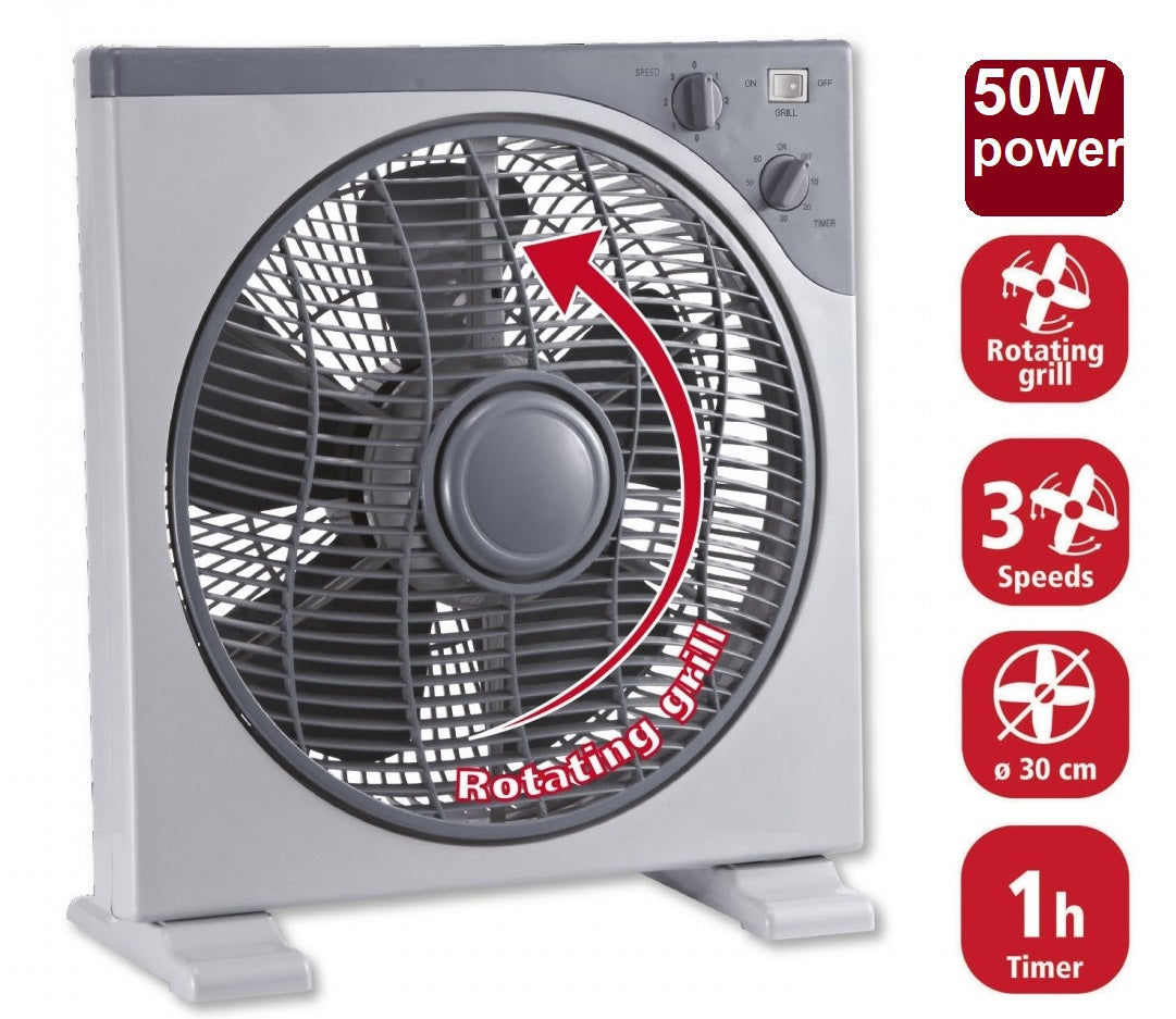 Ventilatore da tavolo a 5 pale e 3 velocità con griglia controrotante Boxfan Niklas