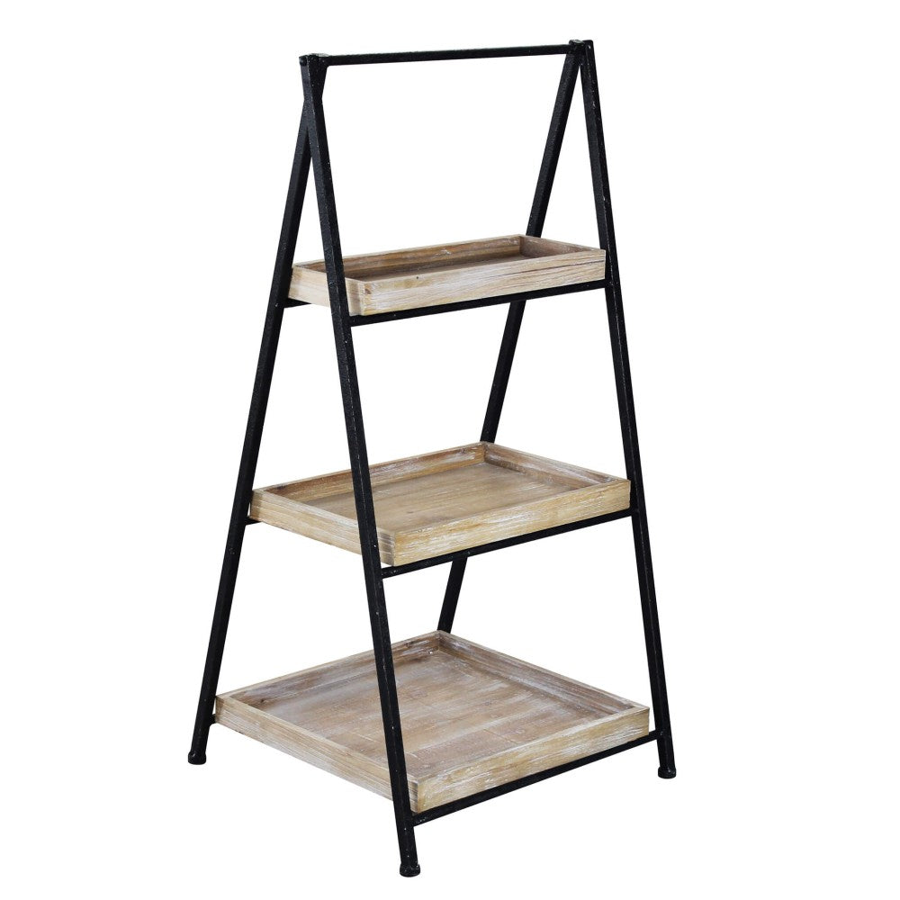 Mobile scaffale da interno in legno e metallo a 3 ripiani Linea Classic Low Box