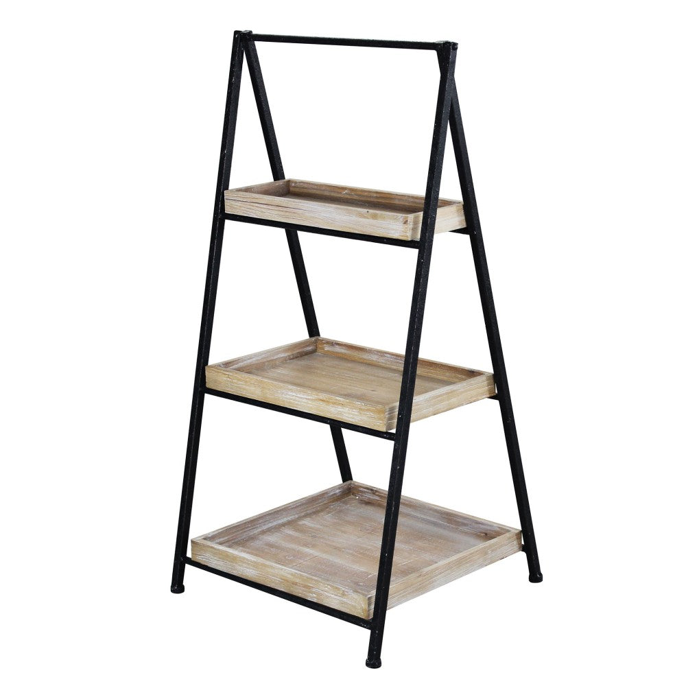 Mobile scaffale da interno in legno e metallo a 3 ripiani Linea Classic Low Box