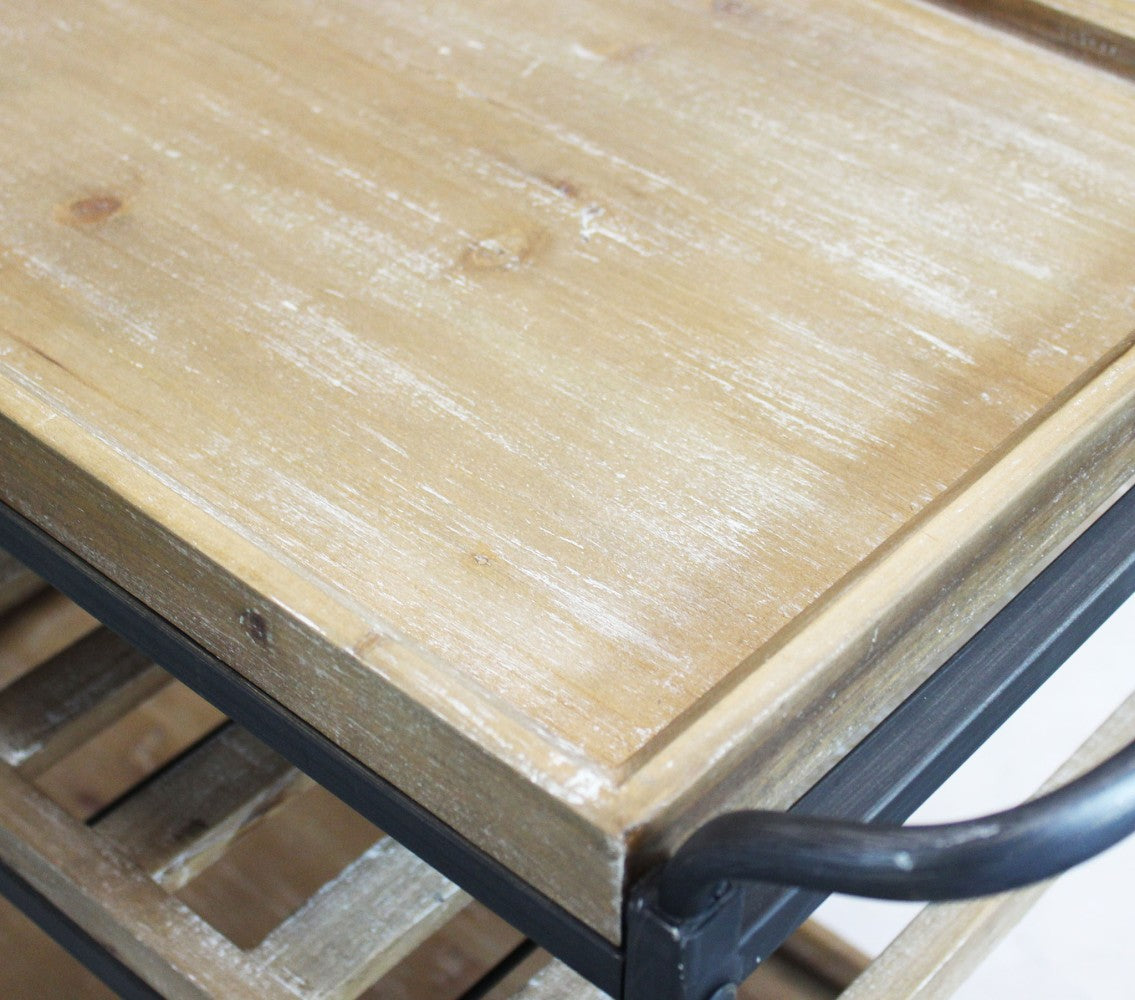 Mobile carrello a 3 ripiani da interno in legno e metallo con ruote Linea Classic Fast Thing