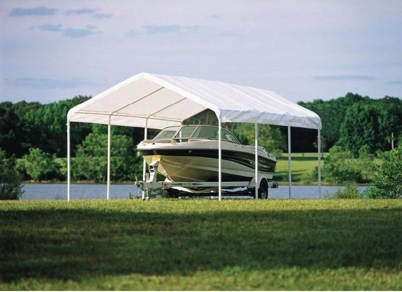 Gazebo carport tendone percheggio per auto in acciaio con telo in polipropilene Car Park Twin