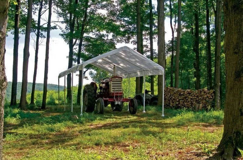 Gazebo carport tendone percheggio per auto in acciaio con telo in polipropilene Car Park Twin