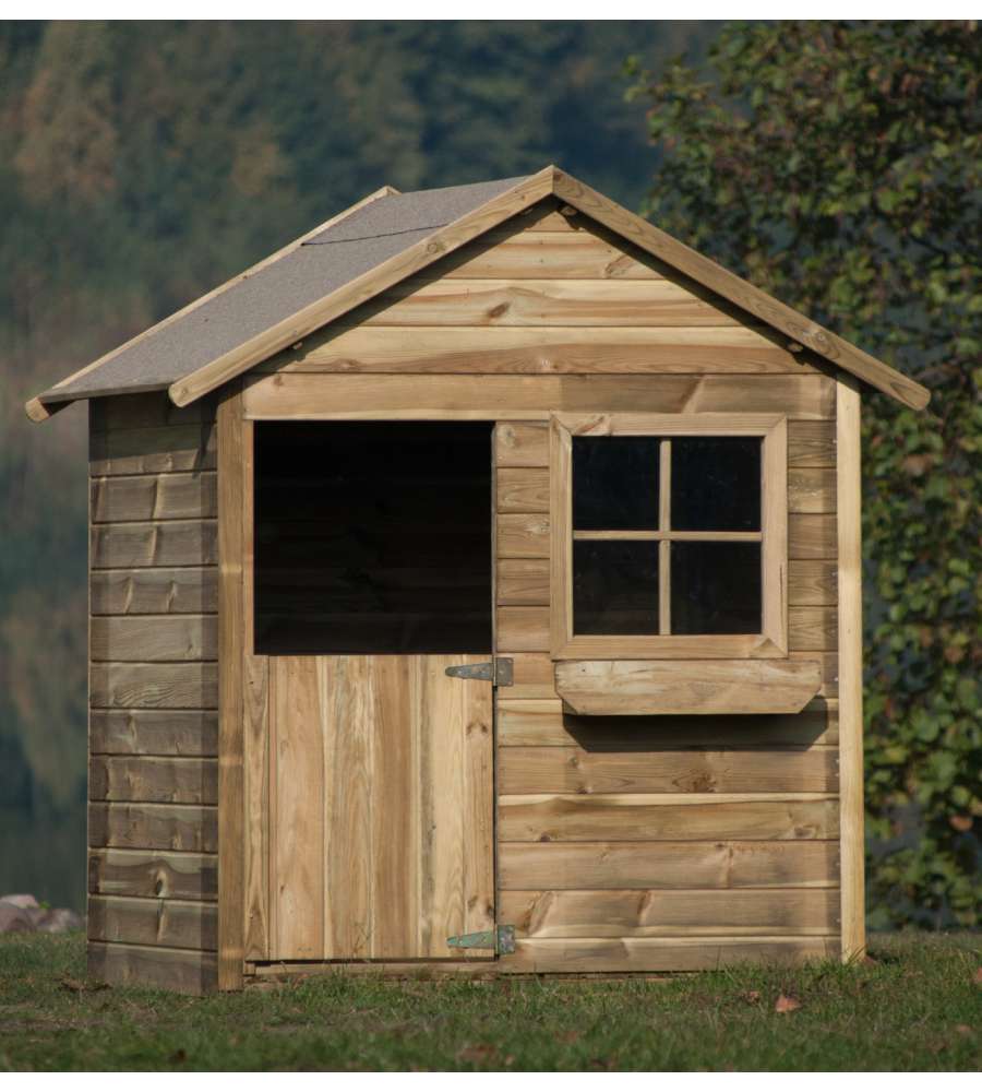 Casetta in legno da giardino per bambini con pareti pitturabili e tetto impermeabile Happy Place